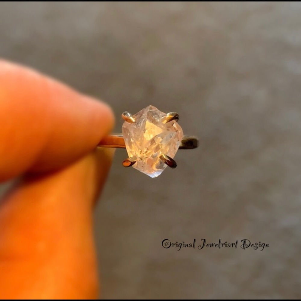 Raw 14k Goldfill Herkimer Diamond Ring - Picture 6 of 8